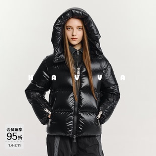 HAVVA短款连帽羽绒服蓬松高充绒量保暖舒适女士上衣2025冬Y3-2608