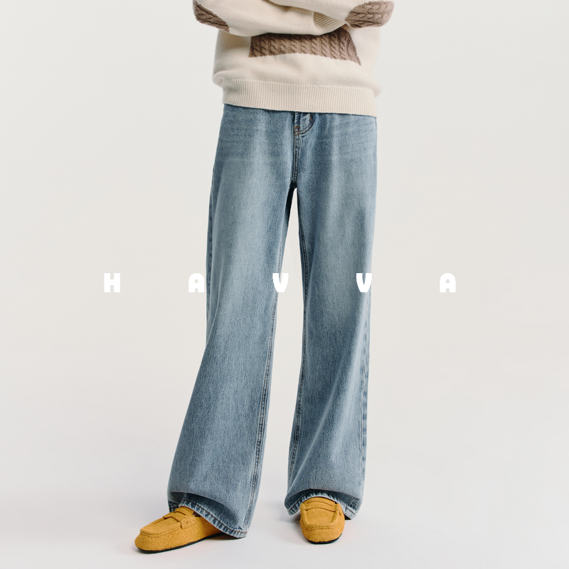 HAVVA遮胯显瘦宽松阔腿牛仔裤舒适好搭女士裤子2026年春KN3-5707,女装/女士精品,牛仔裤,淘宝优惠券,粉丝福利购,淘宝优惠卷