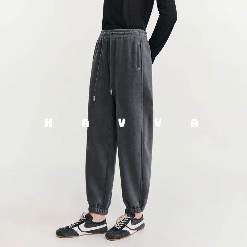 HAVVA弹力运动束脚加绒加厚卫裤宽松休闲女裤子2025秋冬KX3-30301,女装/女士精品,卫裤,淘宝优惠券,粉丝福利购,淘宝优惠卷