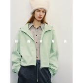 HAVVA双股精梳长绒棉质感连帽卫衣散边下摆女上衣2026春季 3754