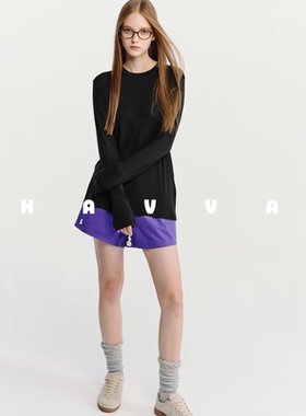 HAVVA慵懒松弛感莱赛尔天丝针织衫弹力舒适女上衣2026春季M3-5274