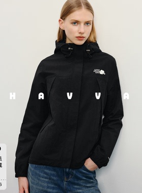 HAVVA连帽拉链修身短外套显瘦舒适易搭女士上衣2026秋季W3-0225