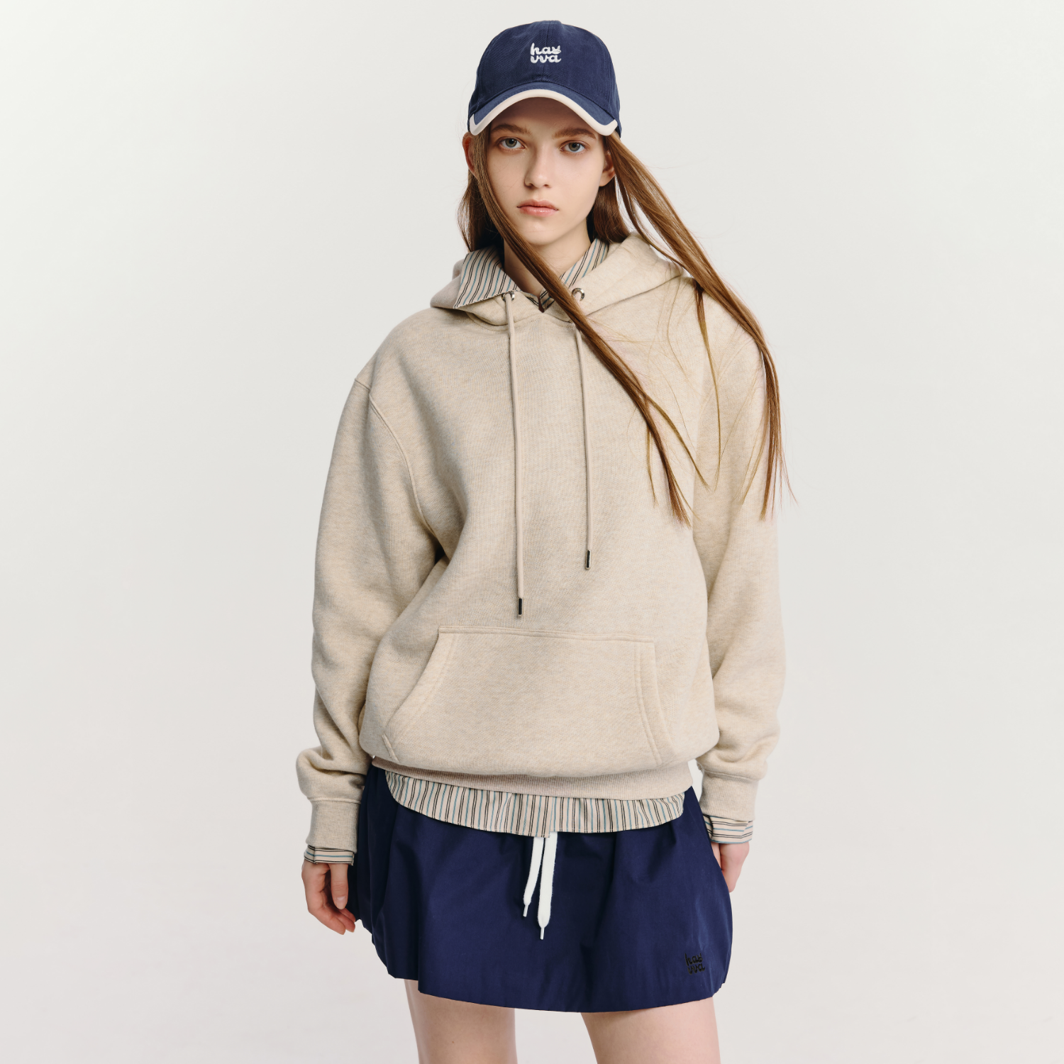 HAVVA慵懒感连帽加绒加厚卫衣休闲女士保暖上衣2025年冬季V3-3964