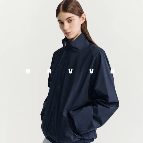 HAVVA立领拉链夹克外套宽松休闲女士工装风上衣2026春季W3-4237