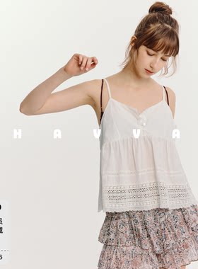 HAVVA吊带蕾丝拼接娃娃衫