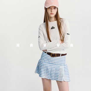 HAVVA设计感加绒加厚长袖 2025冬季 舒适女士打底衫 5310 T恤修身