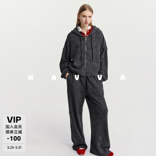 HAVVA条纹连帽外套 2026春季 两件套女士套装 4712 松紧腰阔腿裤