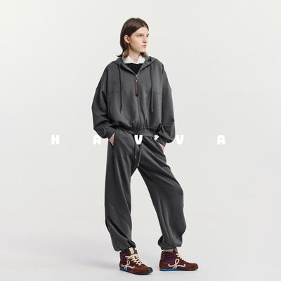 HAVVA宽松舒适连帽卫衣外套显瘦好穿搭女士上衣2026春季W3-5227