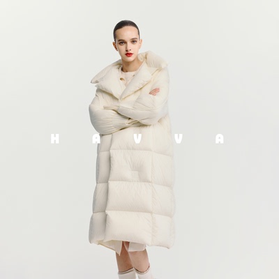 HAVVA穿搭中长款高充绒量加厚羽绒服宽松女士外套2025冬季Y3-2622