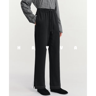 KX3 子2026年春季 5830 弹力舒适女士裤 HAVVA抽绳松紧腰阔腿休闲裤