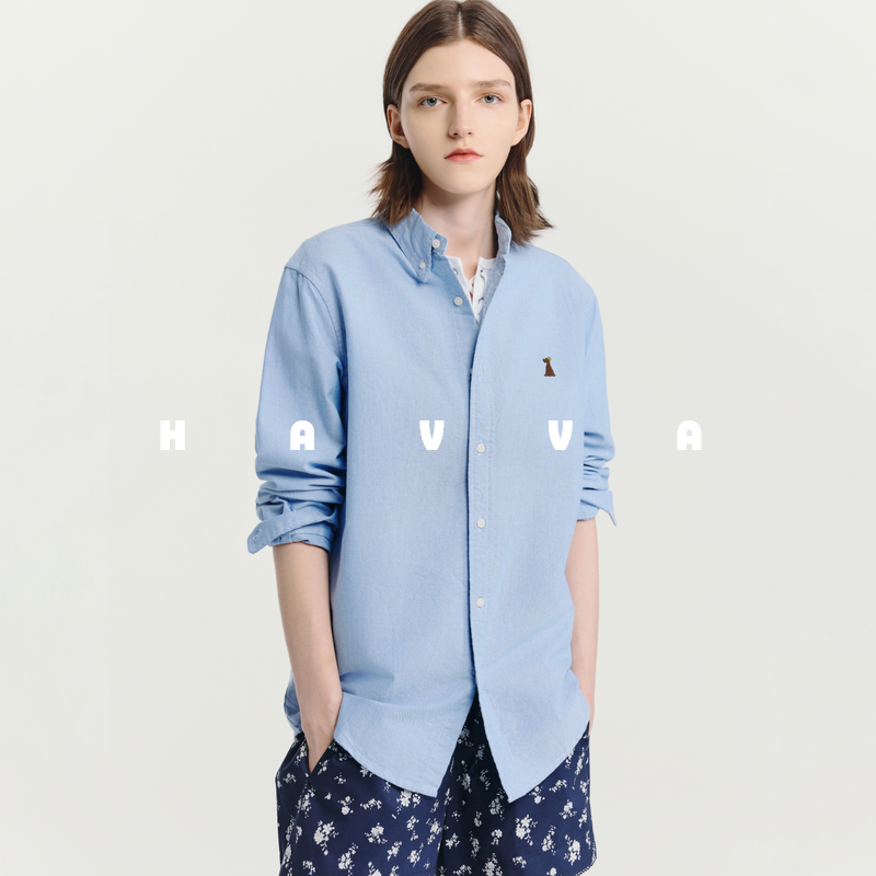 HAVVA简约松弛感休闲长袖衬衫叠穿好搭配开衫上衣2025秋冬C3-4865