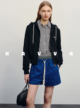 HAVVA运动风连帽卫衣开衫外套松弛感穿搭女上衣2026春季W3-18980