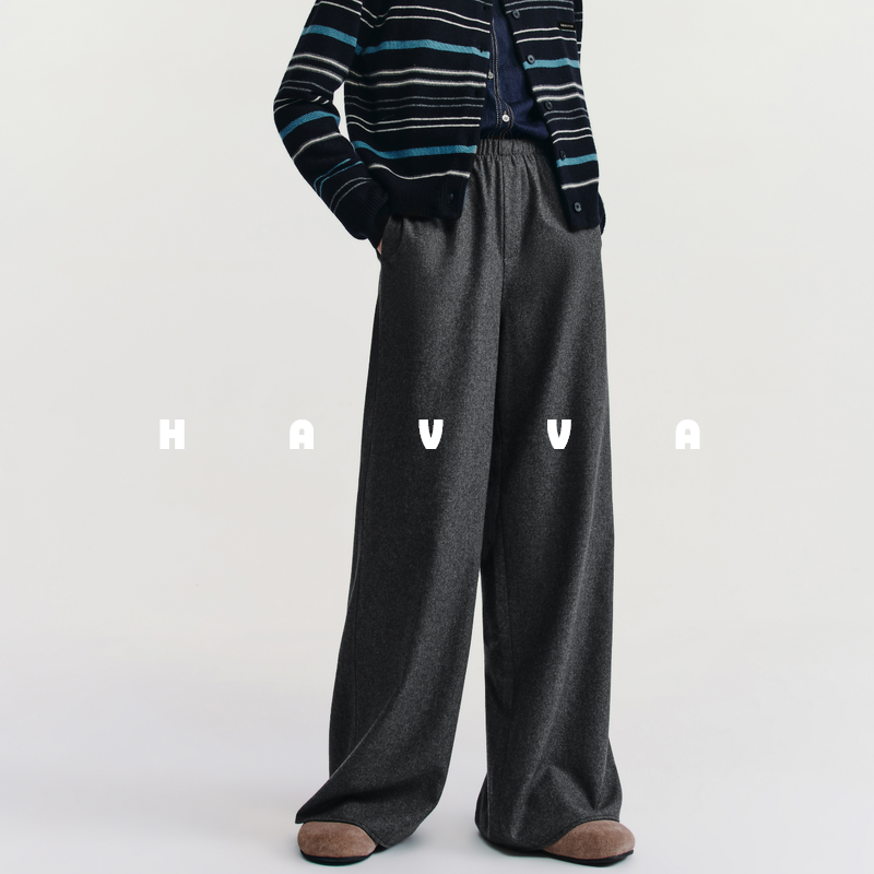 HAVVA松紧腰阔腿休闲款舒适棉润易搭女士裤子2025年冬季KX3-5115,女装/女士精品,休闲裤,淘宝优惠券,粉丝福利购,淘宝优惠卷