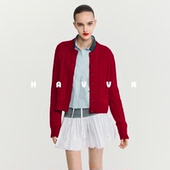 HAVVA 4389 女士针织上衣2025秋冬L3 红运好运新年系列 毛衣开衫