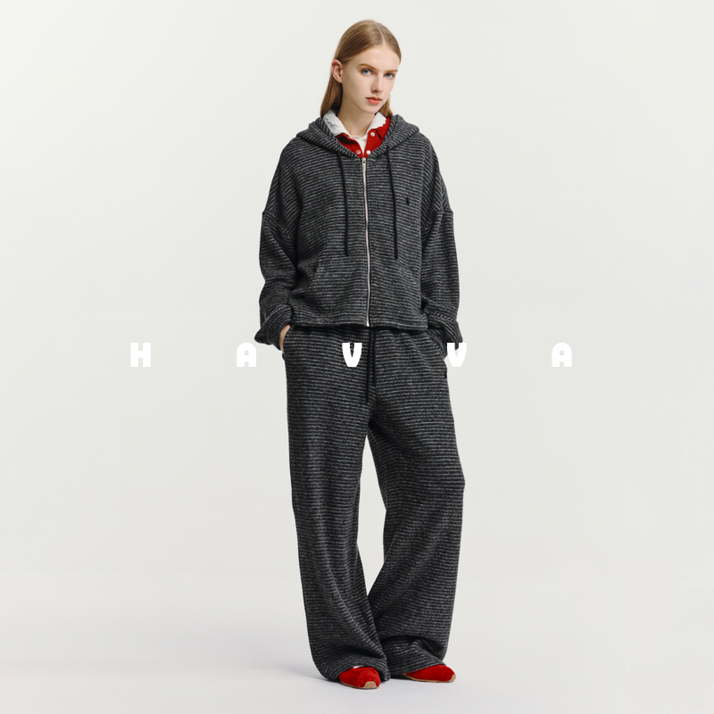 HAVVA运动休闲条纹套装女两件套卫衣卫裤一整套2026春季Z3-4712