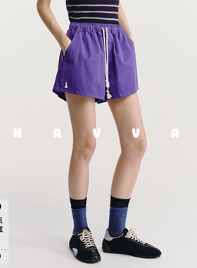 HAVVA宽松遮胯短裤女士阔腿休闲裤舒适慵懒感裤装2026夏KD3-6009