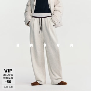 5158 2026春KX3 HAVVA今年流行加绒加厚弯刀裤 松紧腰舒适女休闲裤