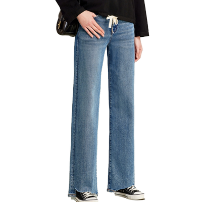 HAVVA设计感毛边裤脚直筒牛仔裤女遮胯显瘦裤子2025秋冬KN3-15920