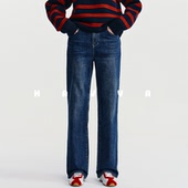 KH3 子2026春季 5169 修饰腿型女士裤 HAVVA高腰直筒加绒加厚牛仔裤