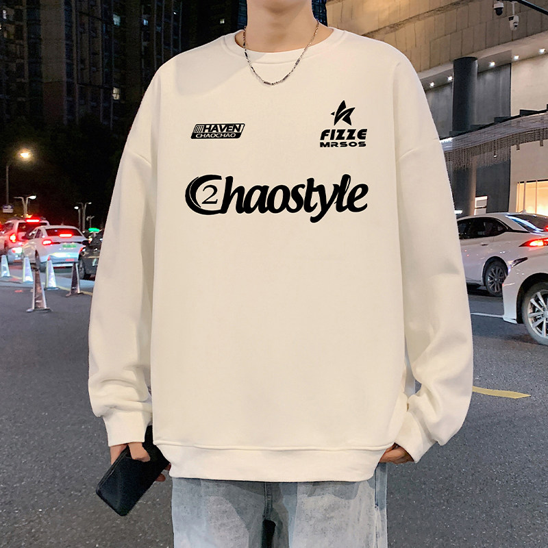 圆领卫衣男秋冬季2026新款休闲潮牌上衣oversize高街大码无帽外套