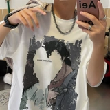 Летняя трендовая тонкая футболка с коротким рукавом для отдыха, круглый воротник