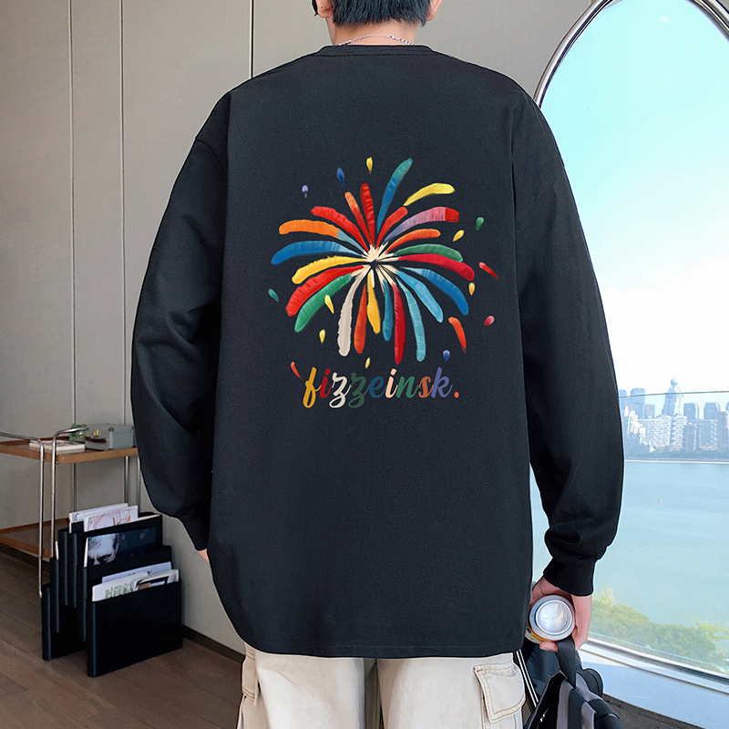 长袖t恤男秋冬季2025新款美式印花休闲套头打底衫潮牌宽松上衣服