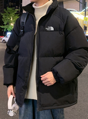 冬季新款大码印花保暖立领棉衣男oversize宽松港风休闲宽松外套潮