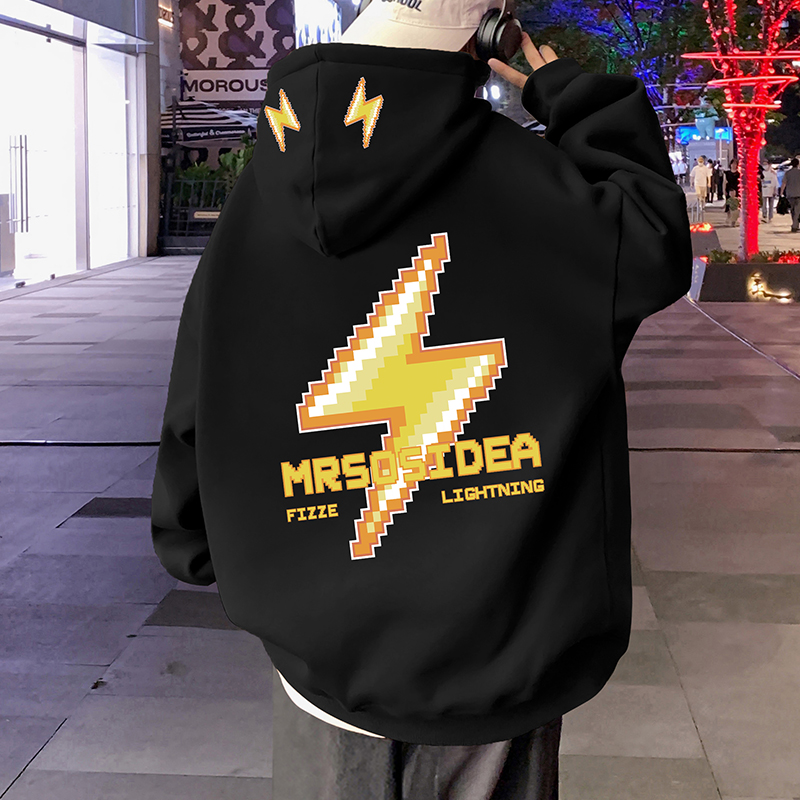 美式连帽卫衣男秋冬季2025新款休闲男装外套oversize港风男生帽衫