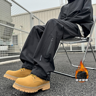 2025新款 纯色宽松休闲裤 大码 潮牌美式 裤 男生运动直筒裤 子男秋冬季