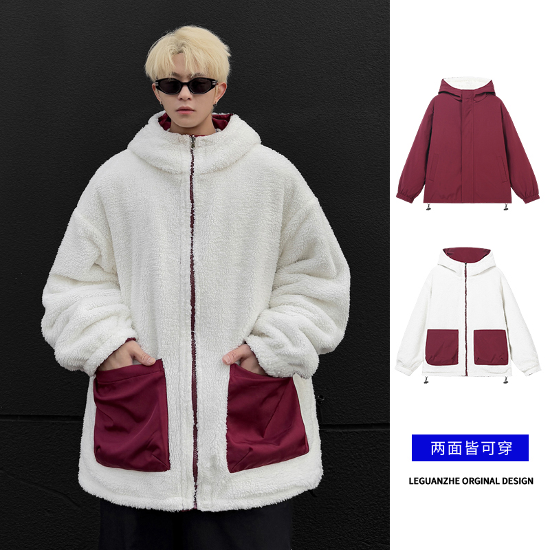 两面穿棉服男冬季新款连帽宽松休闲外套oversize港风潮牌男装上衣
