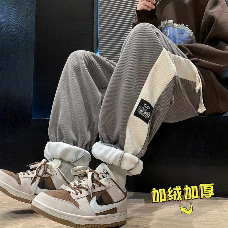 加厚加绒裤子男秋冬2026新款宽松休闲长裤美式运动卫裤保暖重磅潮