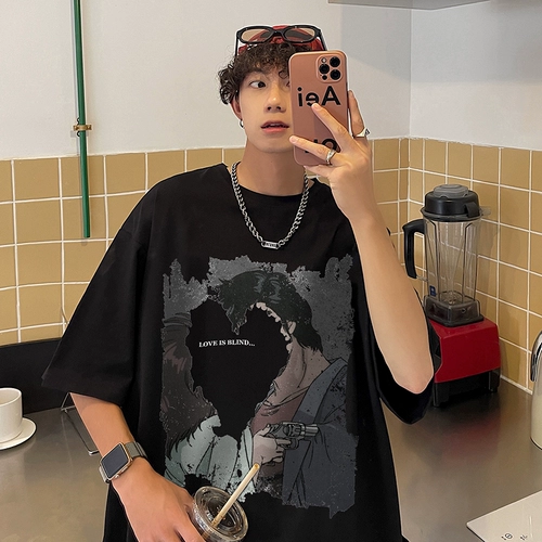 Летняя трендовая тонкая футболка с коротким рукавом для отдыха, круглый воротник