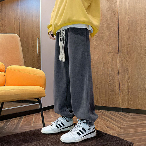 舒适雪尼尔百搭裤子复古抽绳设计