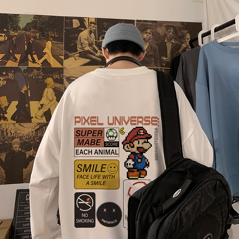 卫衣男潮牌港风复古无帽上衣