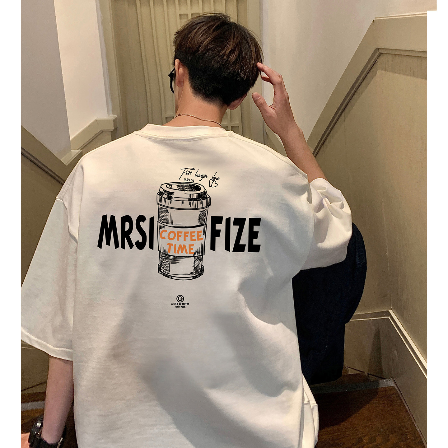 美式复古纯棉短袖t恤男夏季2026新款圆领宽松大码高街打底衫体恤