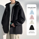 休闲长袖 纯色宽松连帽上衣ins港风开衫 外套 新款 冲锋夹克男春秋季
