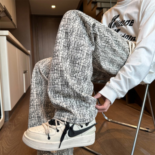 裤子男秋冬季新款大码美式灯芯绒脏脏长裤oversize潮牌直筒休闲裤