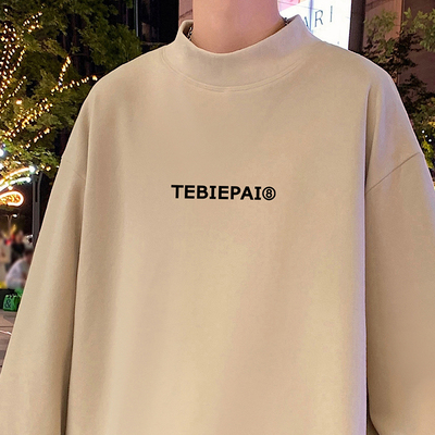 美式休闲德绒打底衫男oversize秋冬季新款内搭半高领上衣宽松衣服