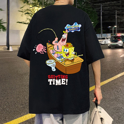 纯棉卡通印花潮流宽松短袖T恤