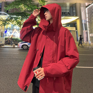 双拉链潮牌冲锋夹克男春秋季2025新款外套美式上衣服机能工装开衫