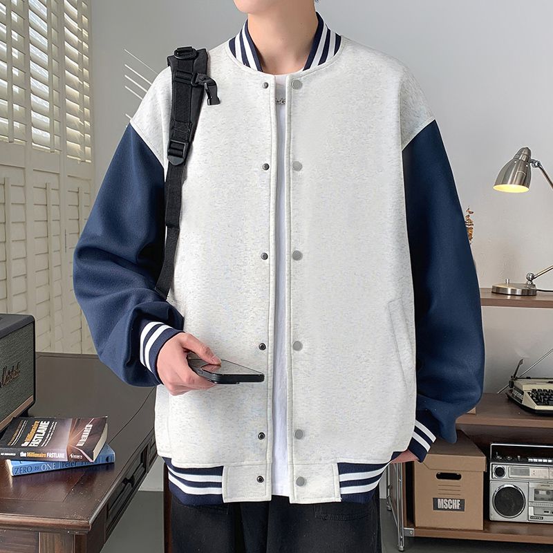 单排扣开衫休闲外套oversize立领卫衣男春秋季新款美式上衣服男装
