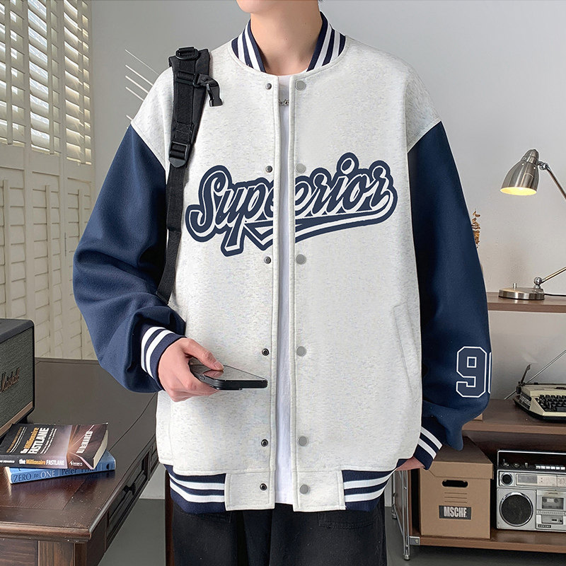 美式运动休闲棒球服外套oversize港风潮牌立领夹克男秋冬新款上衣