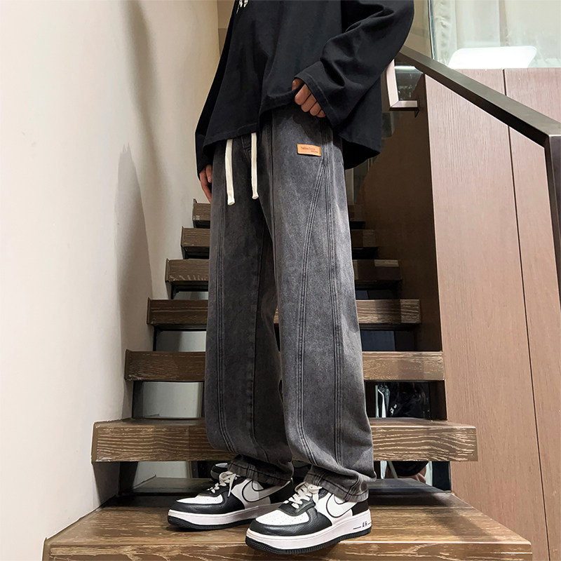 牛仔裤男秋冬季2026新款水洗宽松直筒长裤ins美式休闲高街复古裤