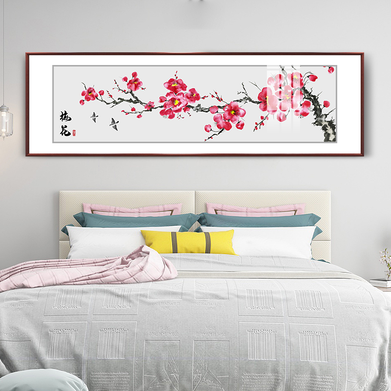 卧室床头装饰画新中式客厅挂画沙发背景墙画中国风壁画横版花鸟图图片