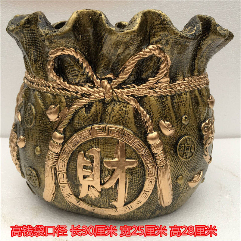 仿陶瓷花盆氧化镁聚宝盆特大号仿古色盆栽招财进宝盆栽浮雕个性花