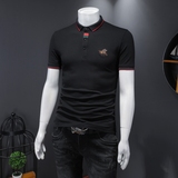 D3323309P65假模白色2024春夏丝光棉翻领短袖POLO衫刺绣潮，男装Polo衫，电商D332