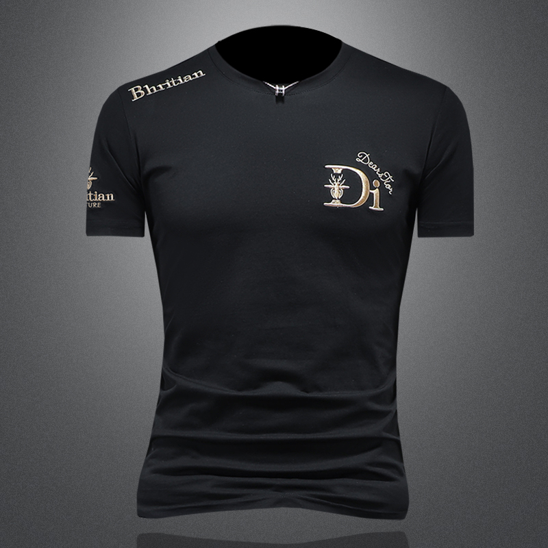 D3322502P70镂空黑色2025春夏丝光棉圆领短袖T恤刺绣男潮，商品下架区商品下架区，电商D332