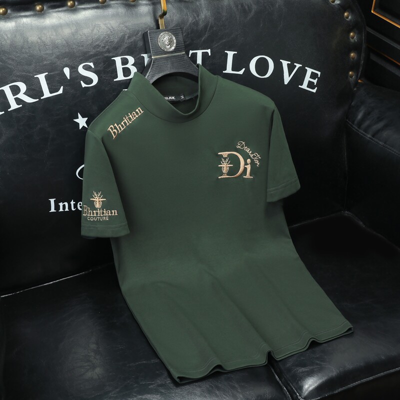 D332 36958 P85 沙发绿色 2024秋冬纯棉中领短袖打底衫 加绒加厚图片