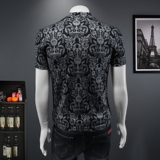 D33236929P80假模黑色2024秋冬纯棉中领短袖打底衫加绒加厚，男装T恤，电商D332