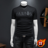 D33236968P85假模绿色2025秋冬纯棉中领短袖打底衫加绒加厚，男装T恤，电商D332